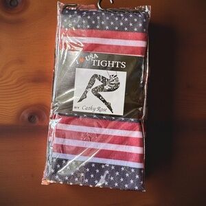 American flag, red, white and blue tights 100% nylon,Vintage by Cathy Rose S-XL